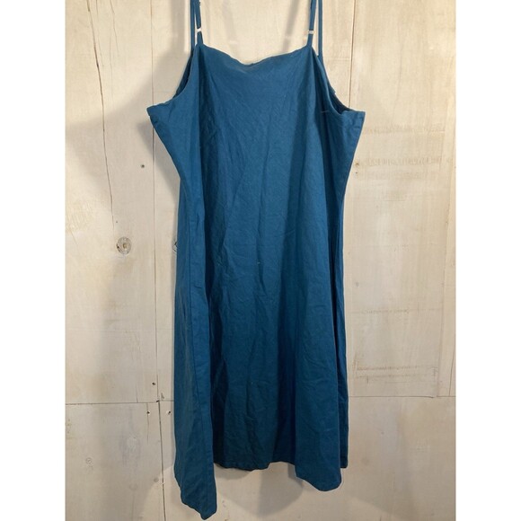 Of The Earth Hemp Cotton Linen-style Sundress Dress Blue XL Y2K Hippie Chic - Picture 7 of 7